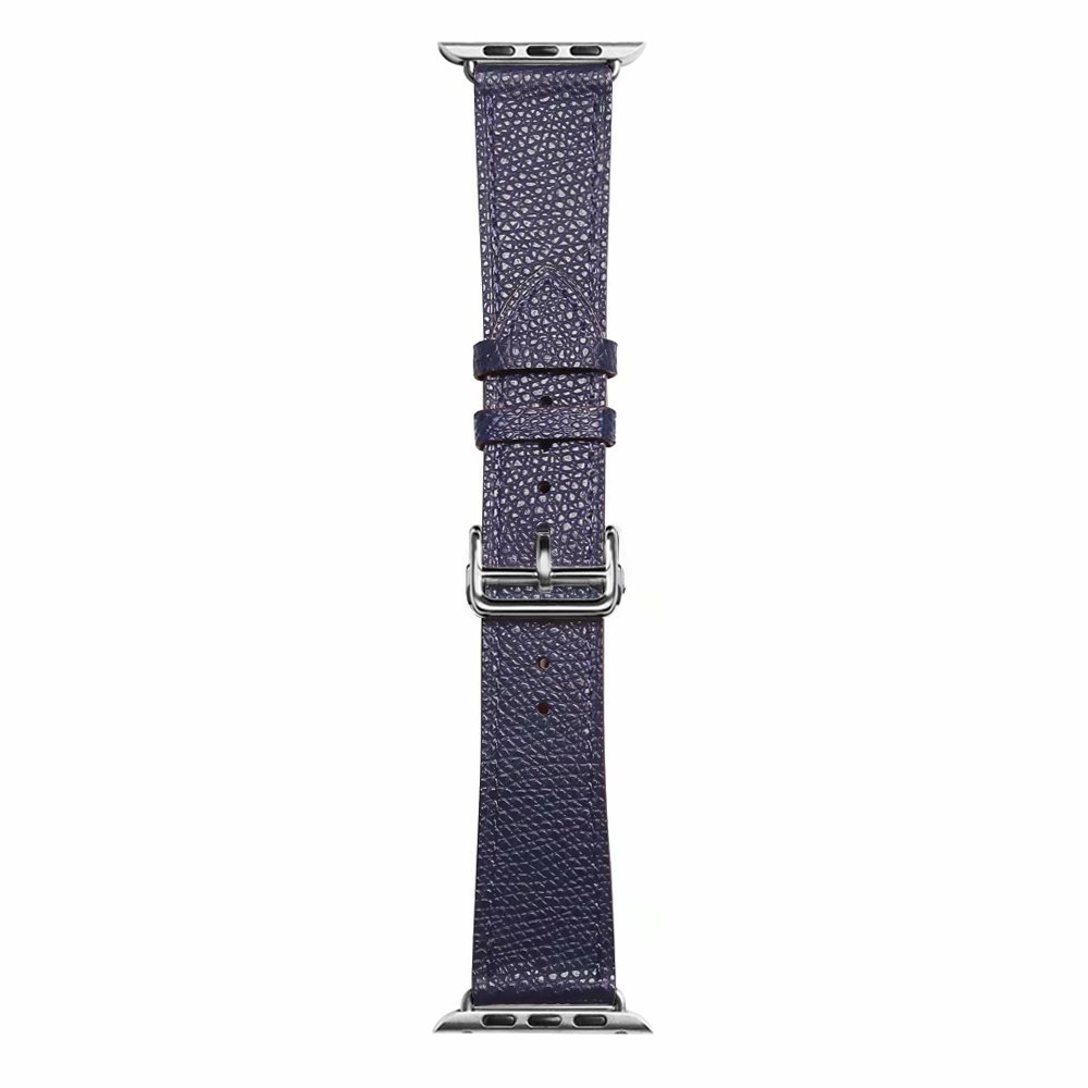 Apple Watch (49/46/45/44 mm) Echtleder Armband mit Butterfly Verschluss (Gelenkumfang 185-235 mm) - Dunkelblau