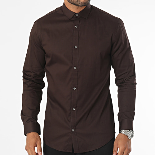 Chemise A Manches Longues Cardiff Marron Foncé