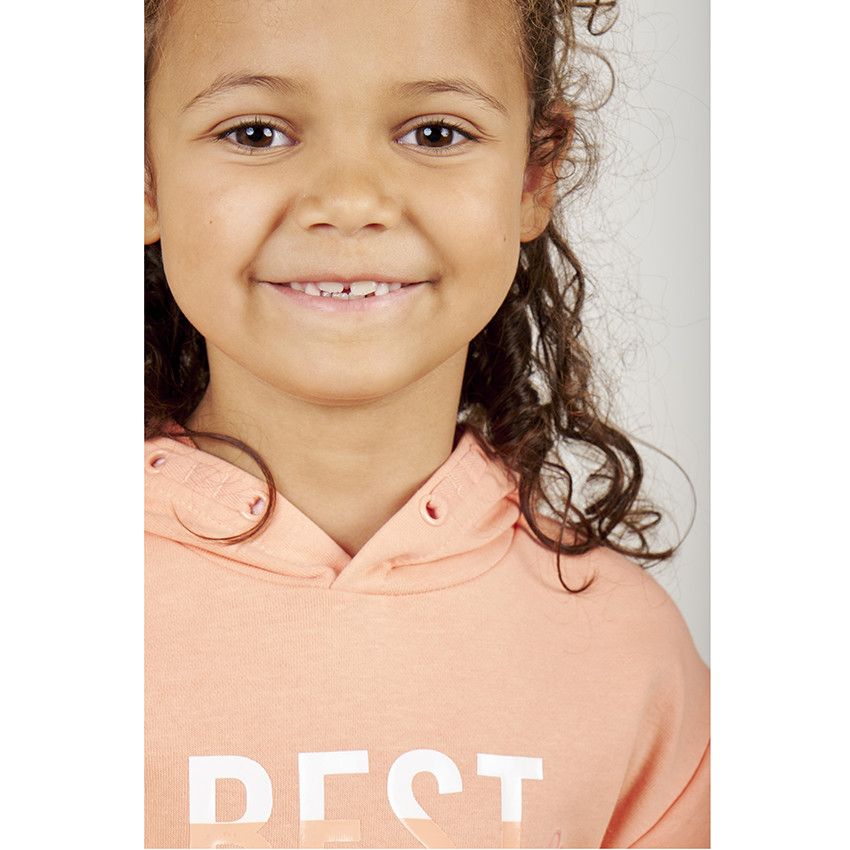 Robe manches courtes à capuche unie esprit sport pour fille - Corail