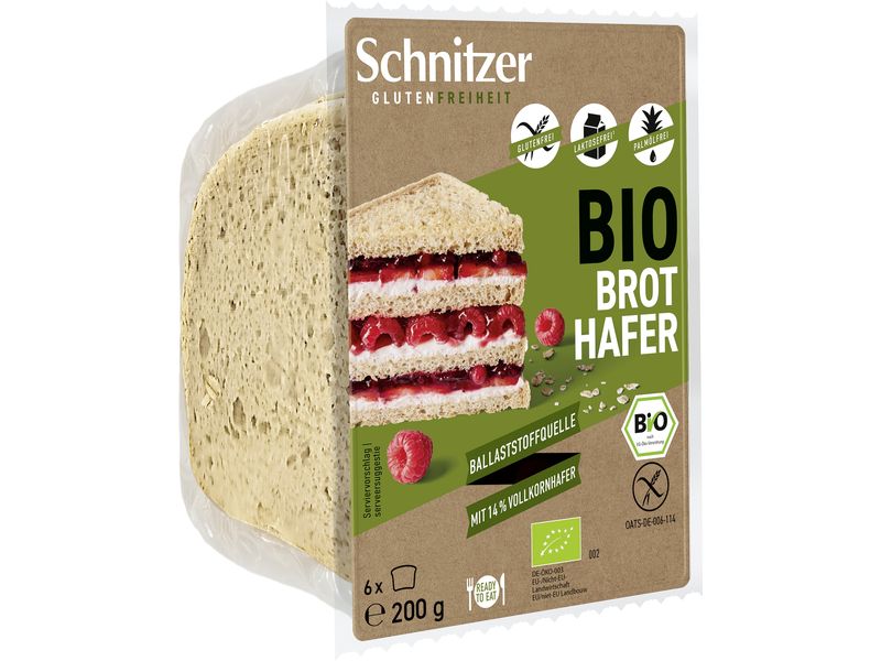 Schnitzer Brot Bio Toastbrot Hafer 200 g Glutenfreies, geschnittenes Hafervollkornbrot