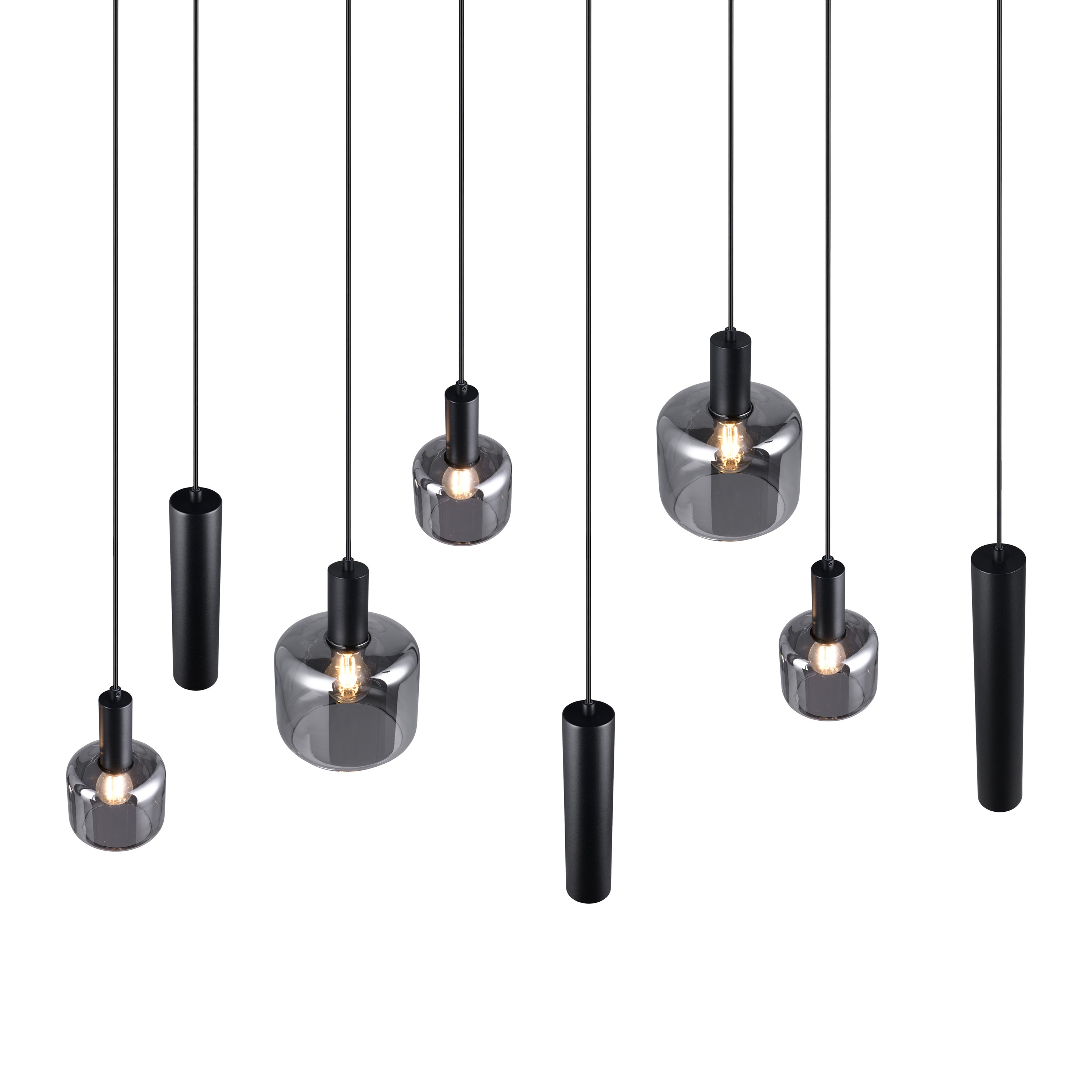 Trio Mataro Hanglamp 8-lichts - Zwart Mat