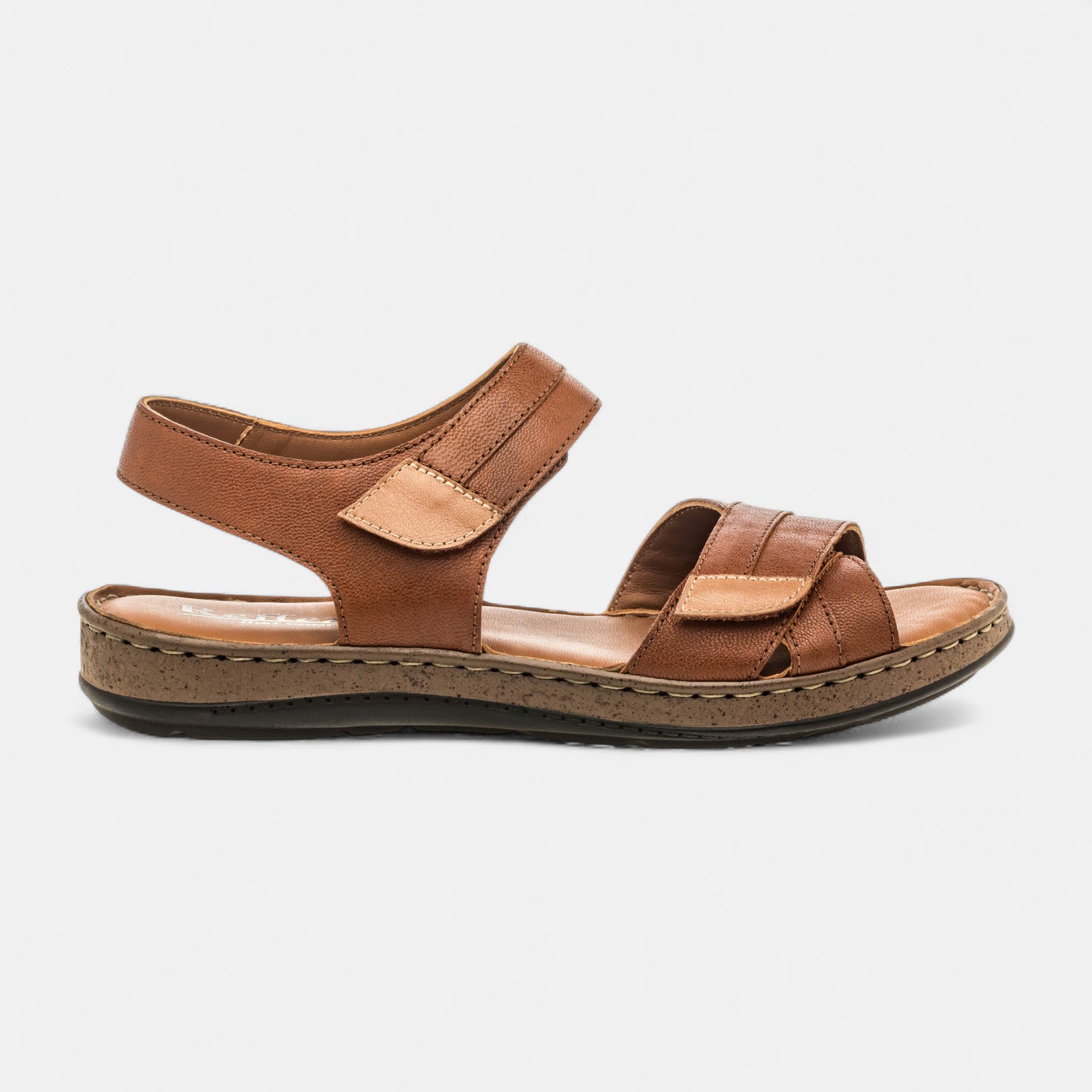 Sandales Femme en cuir cognac