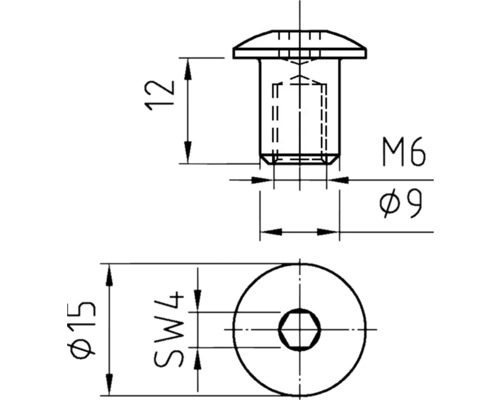 Hulsmoer M6 platbolkop verzinkt 100 stuks