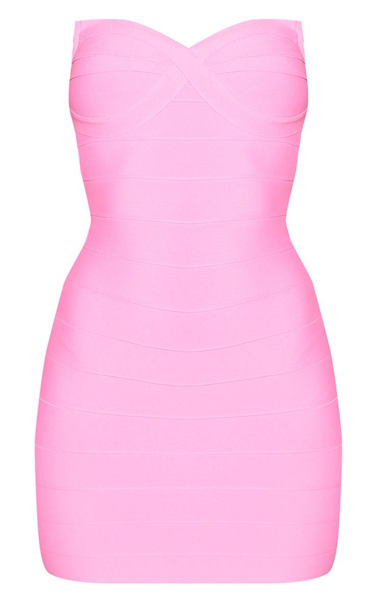 Rose Vif Robe Mini Bustier Bandage