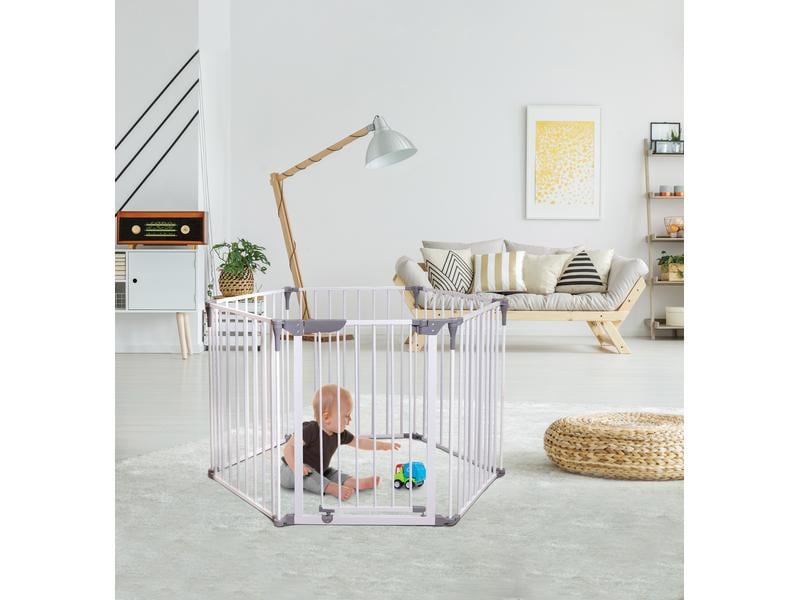 DREAMBABY Laufgitter Royale Converta Weiss 3-in-1 Metall Laufgitter breite Barriere/Kaminschutz