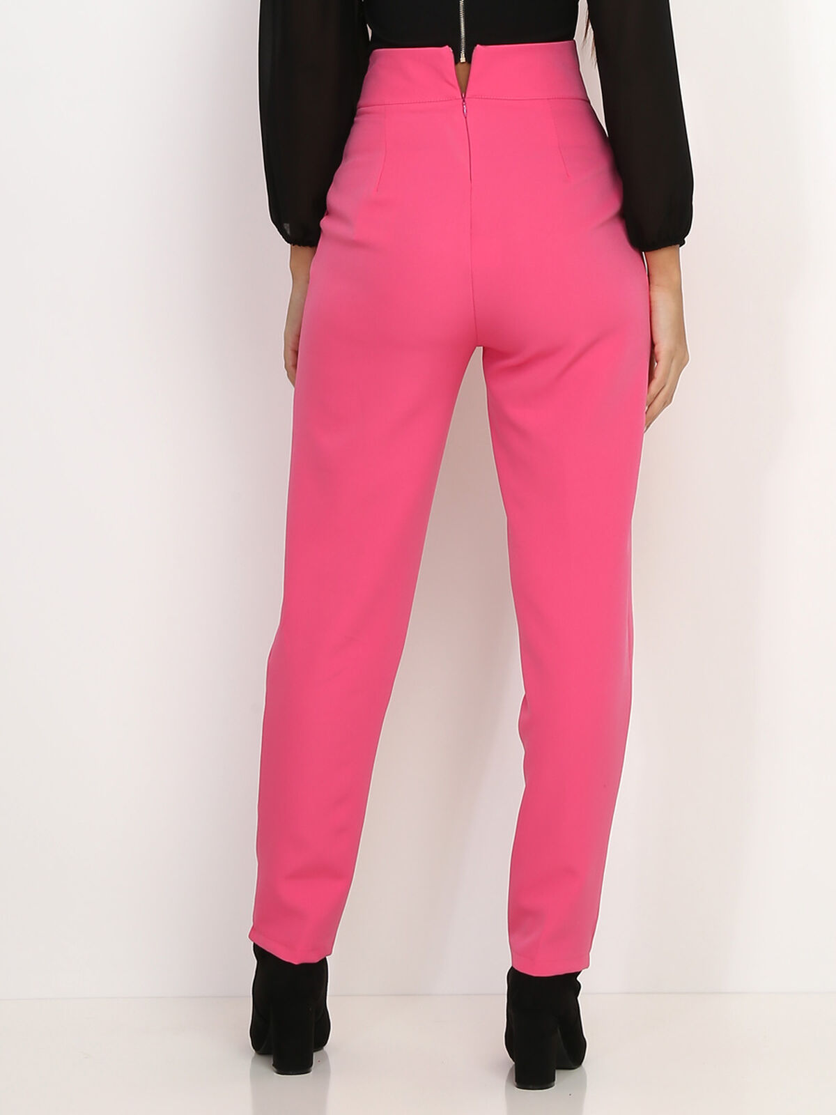 Pantalon droit maxi taille haute- Fuchsia