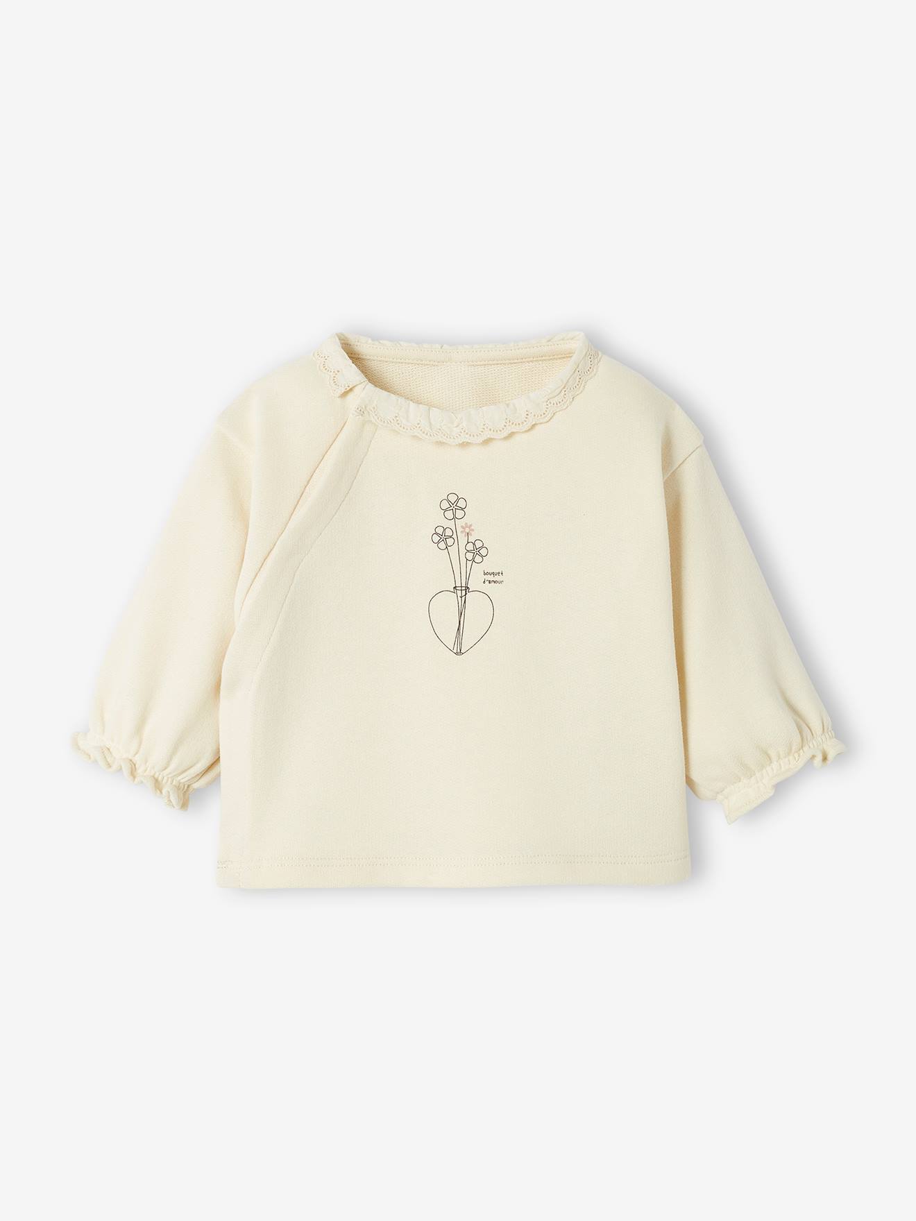 Moletom infantil com abertura frontal, branco-creme
