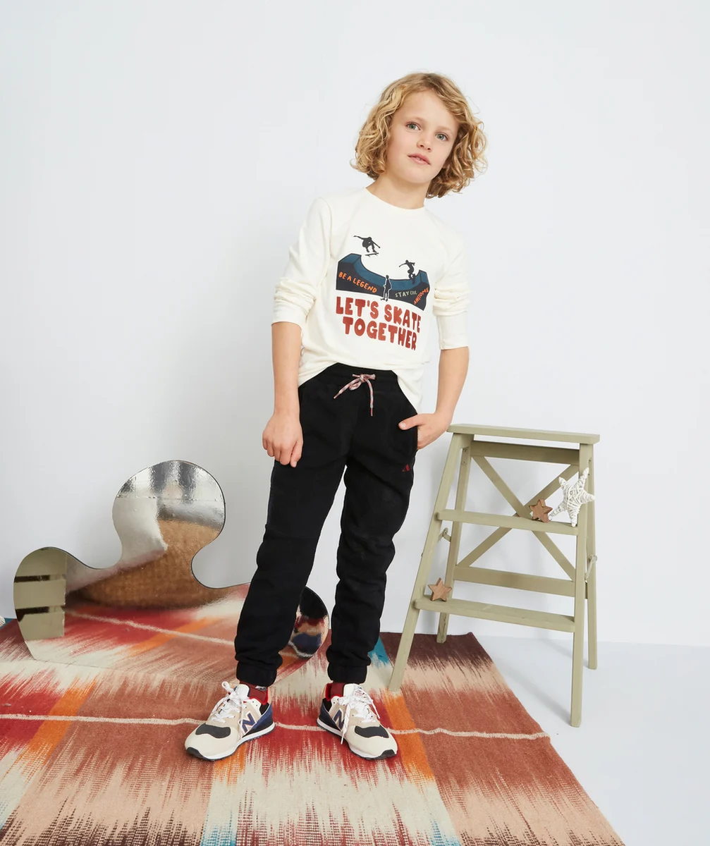PANTALON DE JOGGING NOIR EN POLAIRE GARÇON