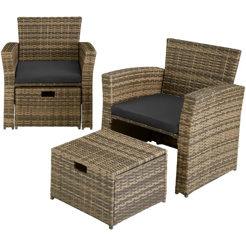 tectake - loungeset Modena - wicker - natuurkleur