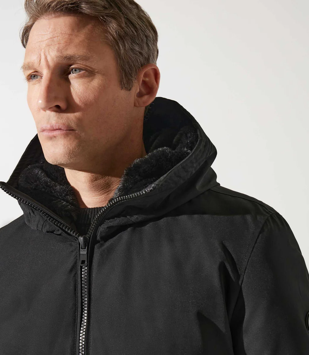 Parka longue à capuche noire MIRKO