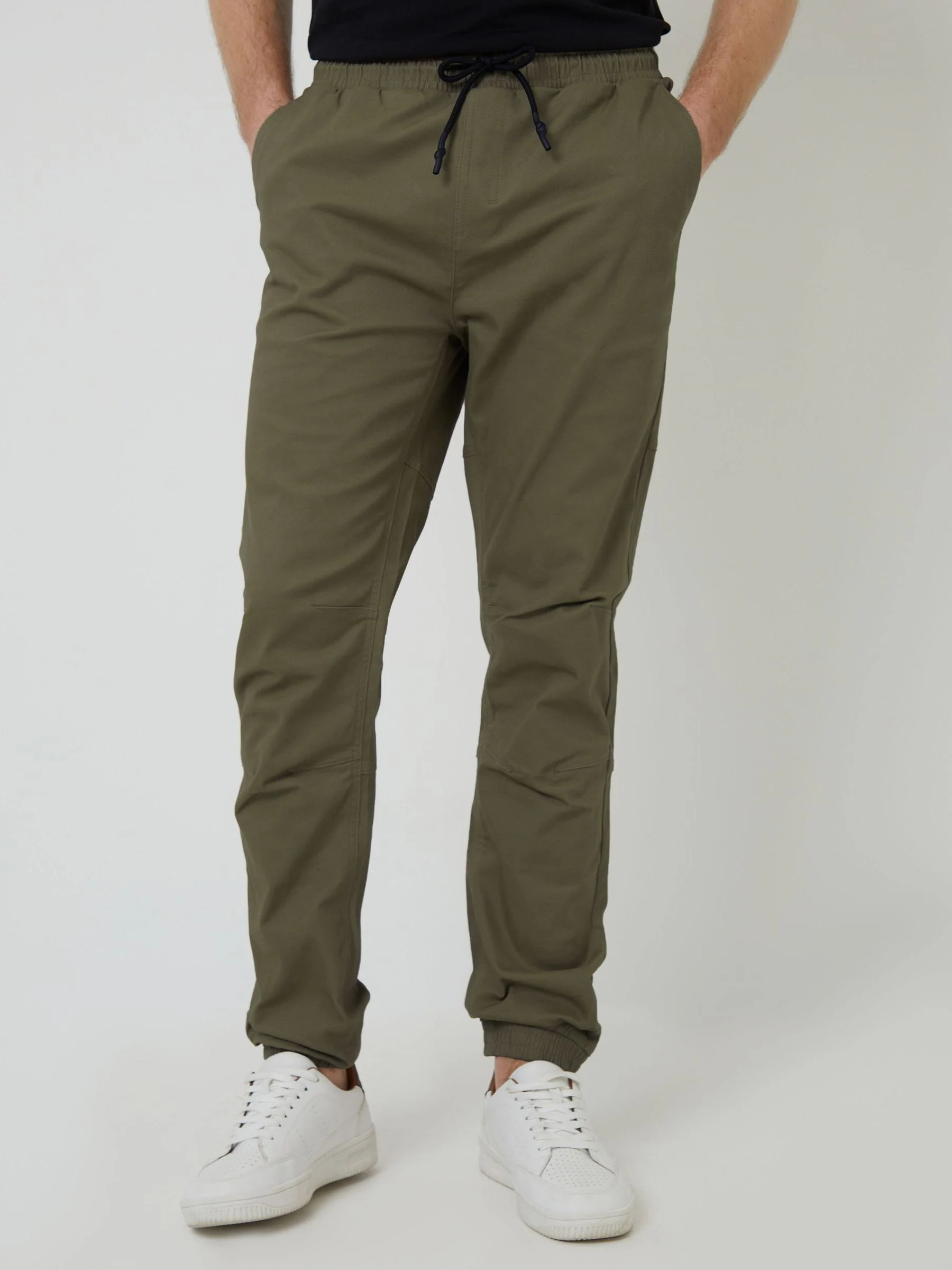 Khaki - Threadbare Jogger Style Drawcord Trousers