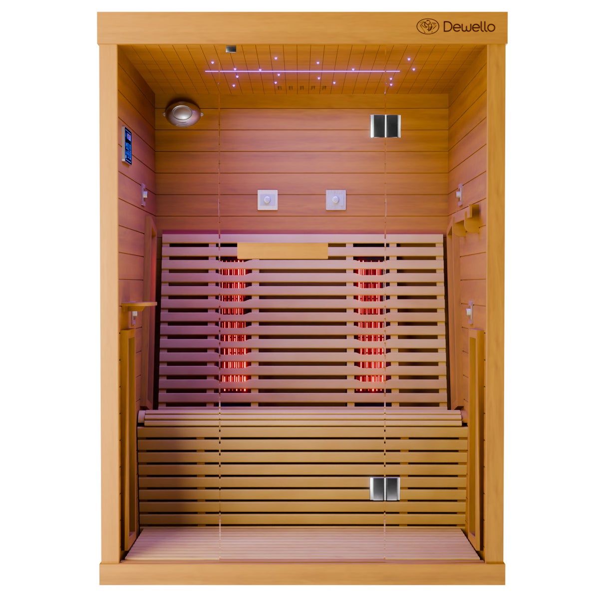 Dewello® Infraroodcabine Infraroodsauna PALERMO 135cm x 120cm incl. 6 full spectrum emitters, 2 koolstof emitters, LED