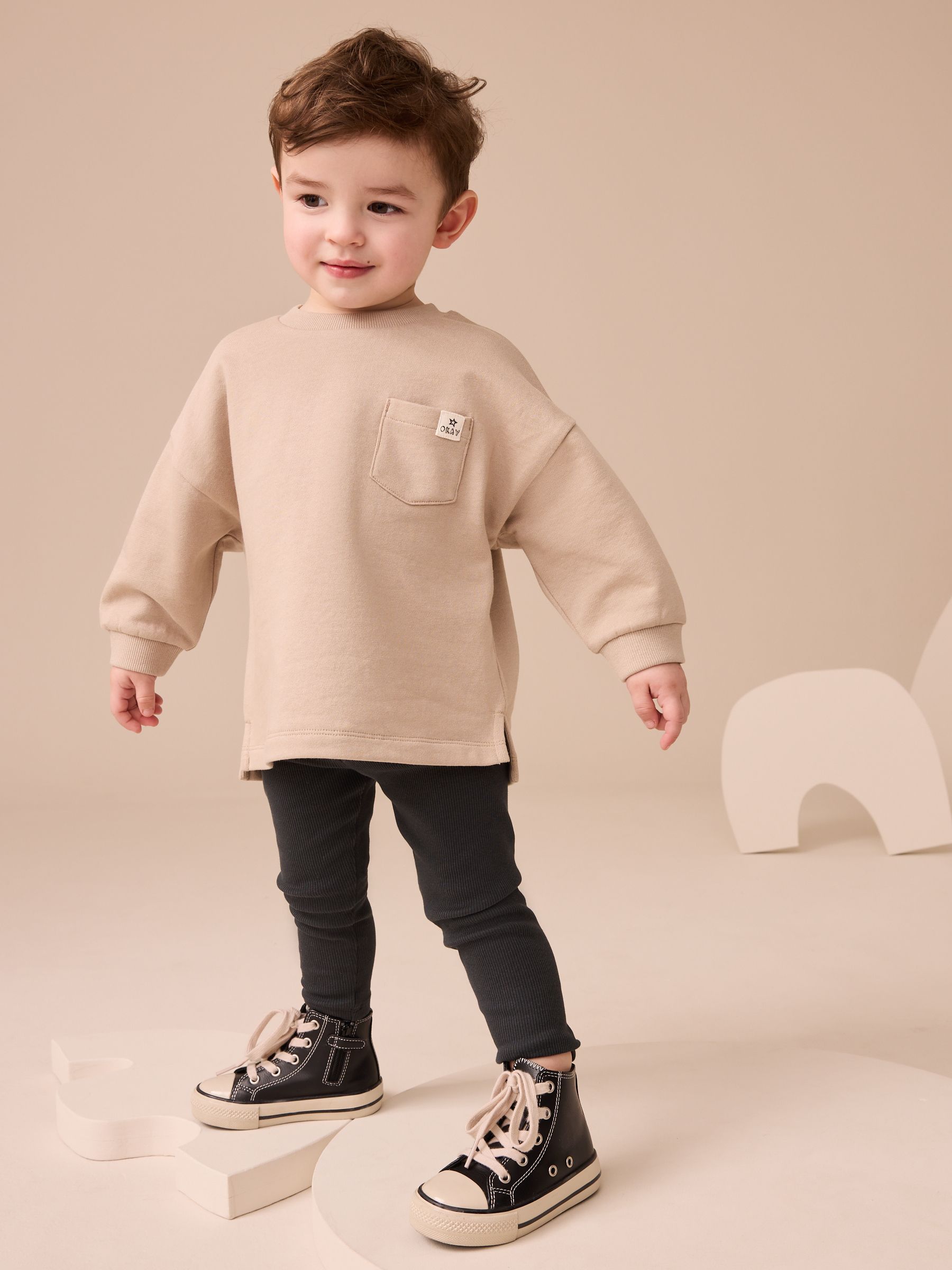 Pastelgeel - Set met top met lange mouwen en legging (3 mnd-7 jr)
