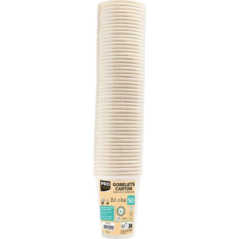 50 Gobelets en carton, 35 cl - Blanc