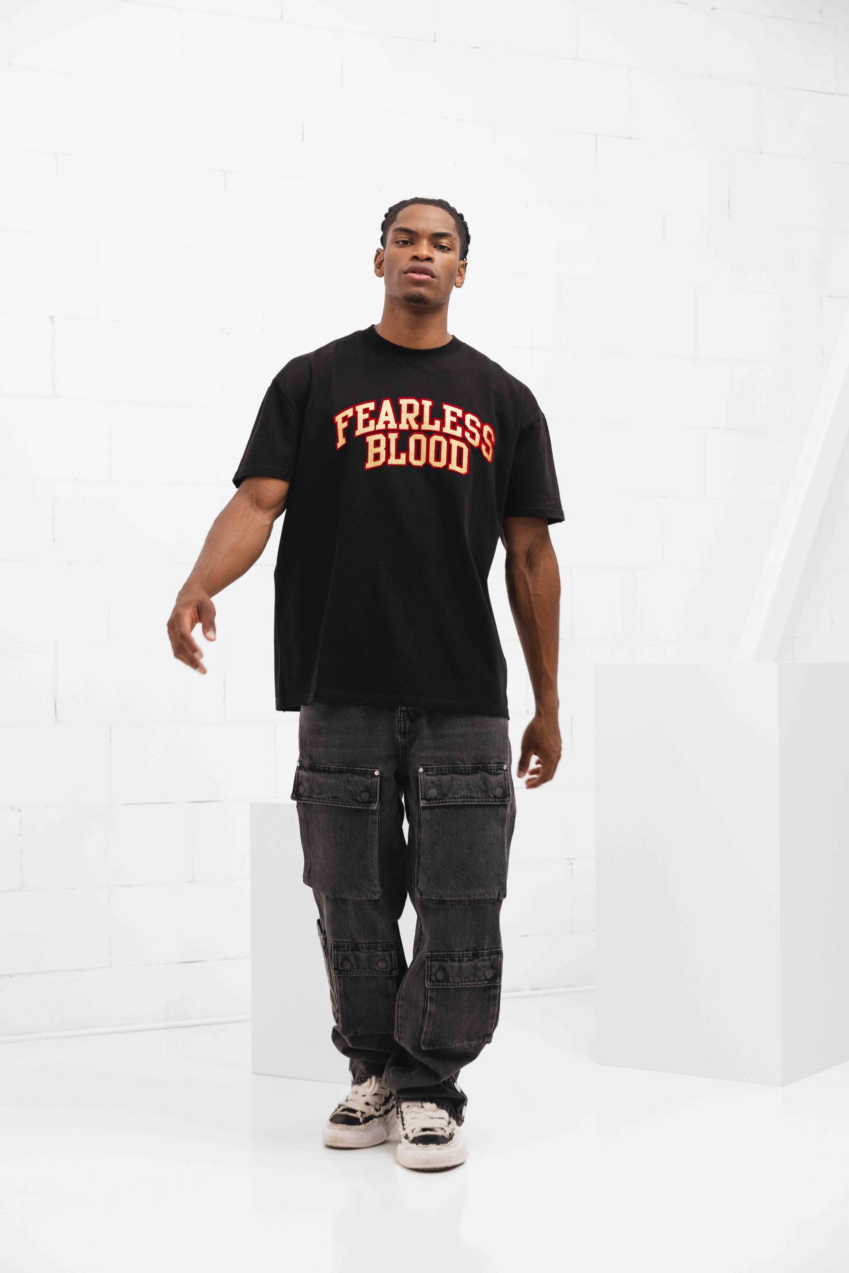 Fearless Blood Logoprint T-Shirt Heren Zwart/Rood