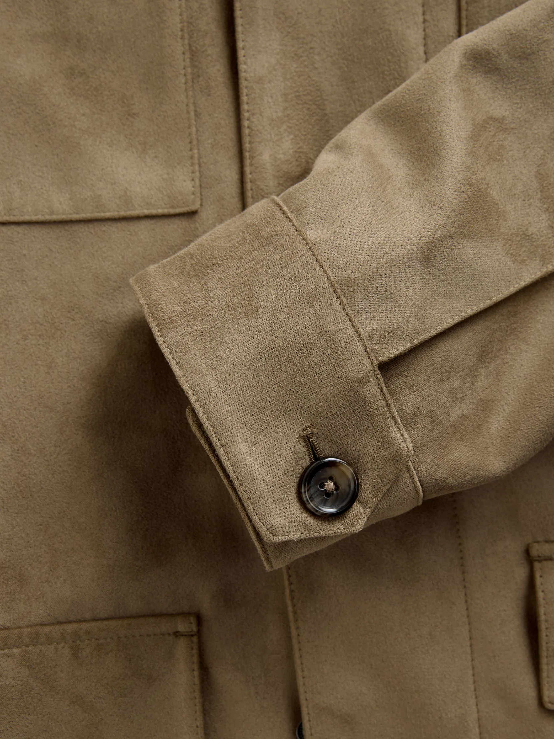 Lichtbruin - Faux Suede Four Pocket Jacket
