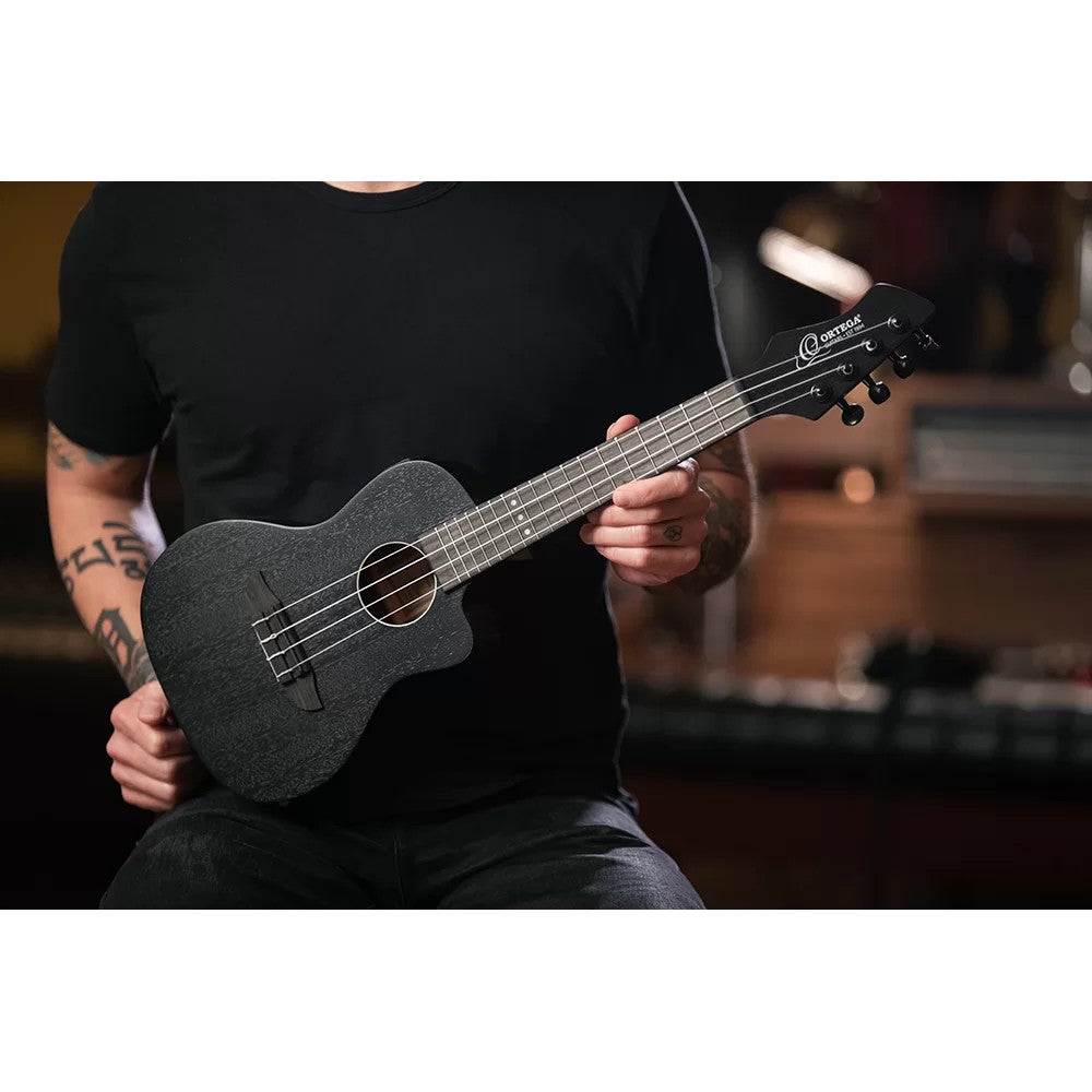 Ortega RUHZ-CE-SBK Horizon Series Concert Ukulele Black elektrisch-akoestische concert ukelele