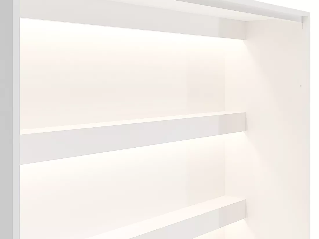 Lit escamotable 140 x 200 cm - Ouverture verticale manuelle - Avec LEDs - Blanc - RAPILI