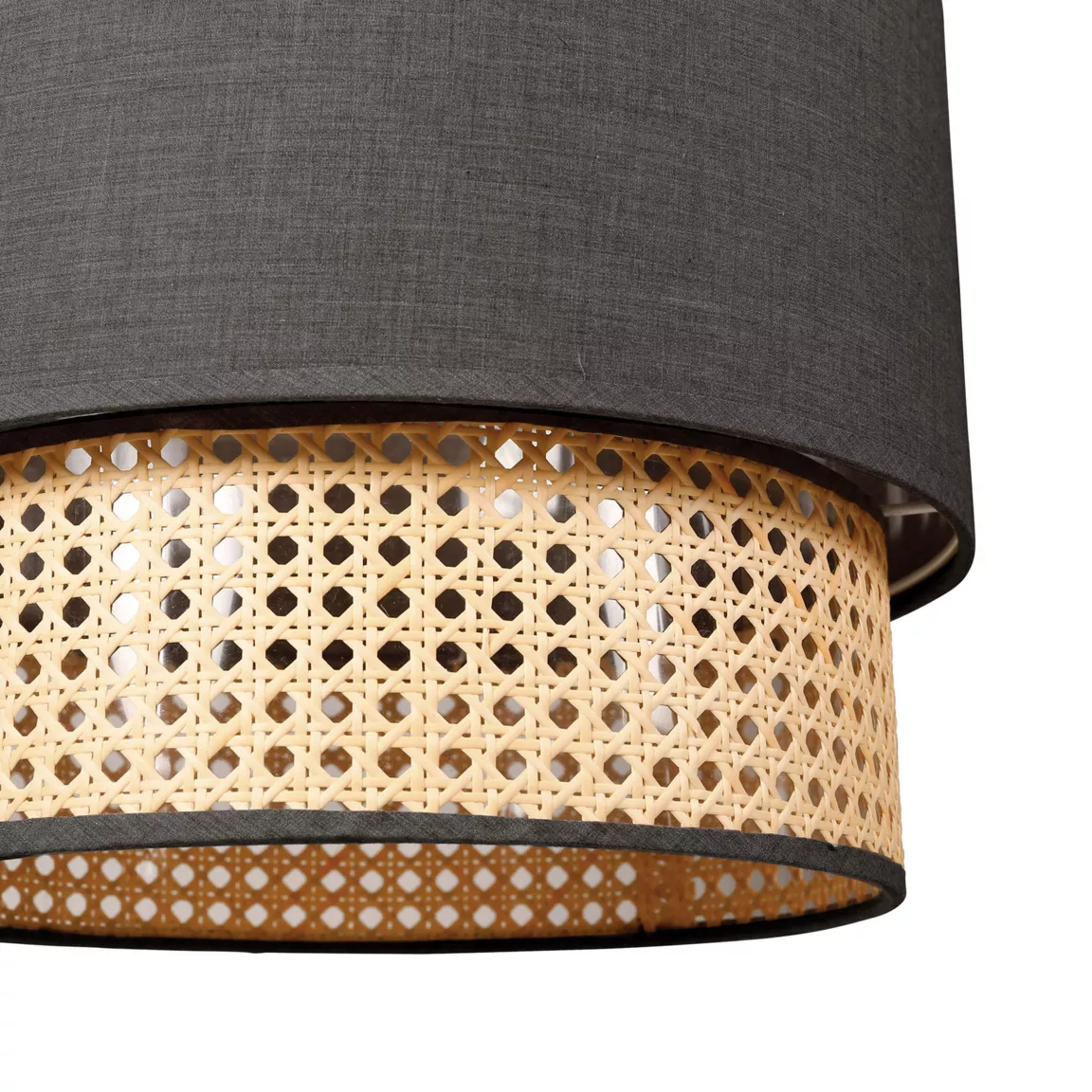 Suspension ronde cannage (D35 cm) Holly Gris foncé