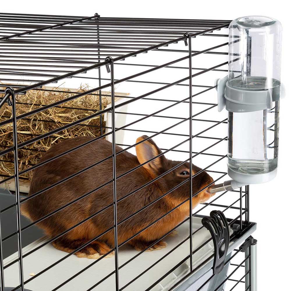Ferplast cage à 2 étages pour lapins rabbit 100 double, maisonnette pour petits animaux, clapier avec accessoires inclus, en métal