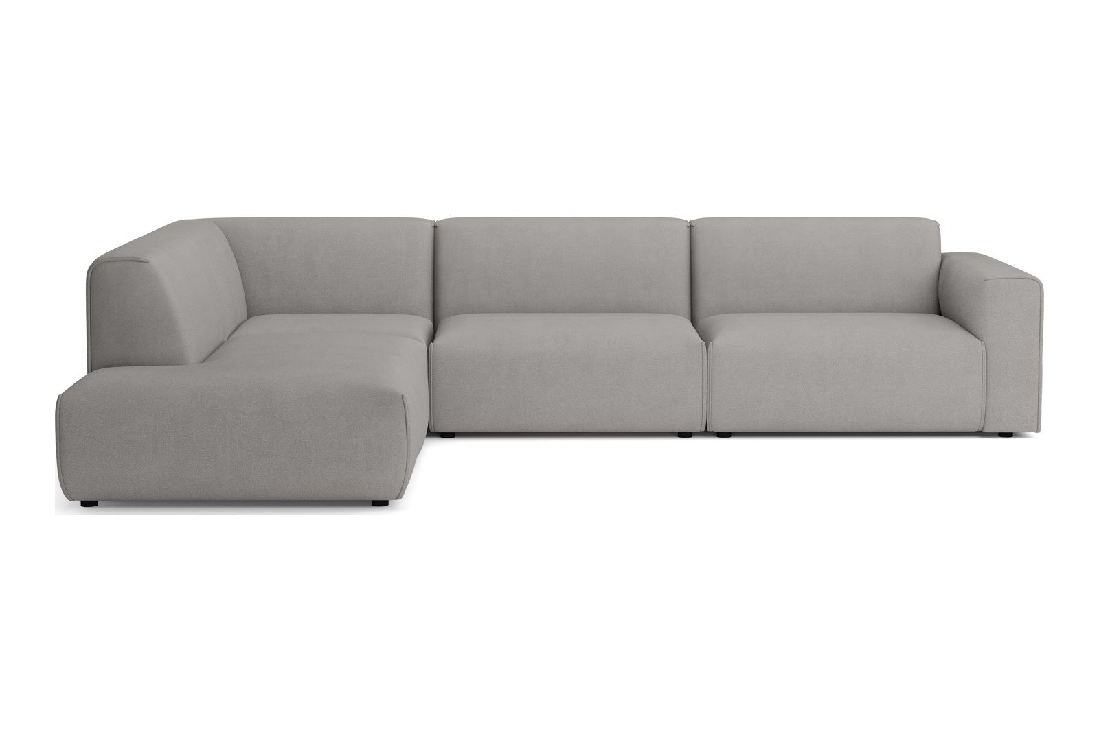 Monaco Lux 3-seter med åpen ende venstre Tekstil Brego 7 Light Grey med sorte ben. Lux komfort.