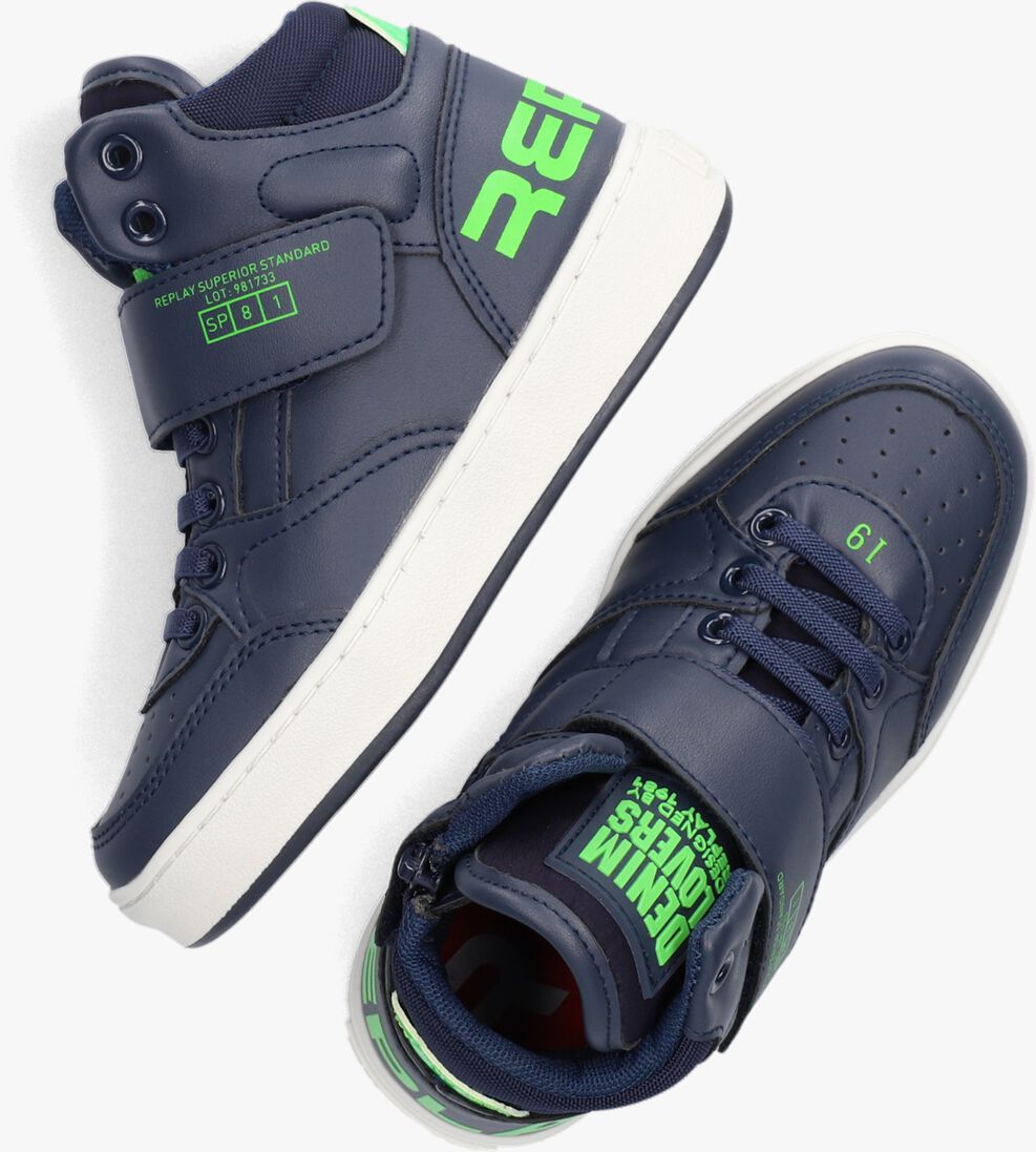 REPLAY blauwe replay hoge sneaker cobra