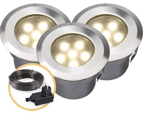 LED inbouwspots set IP67 3x1W 10 lm 3000K warm wit RVS 4058603 70x42 mm 12V