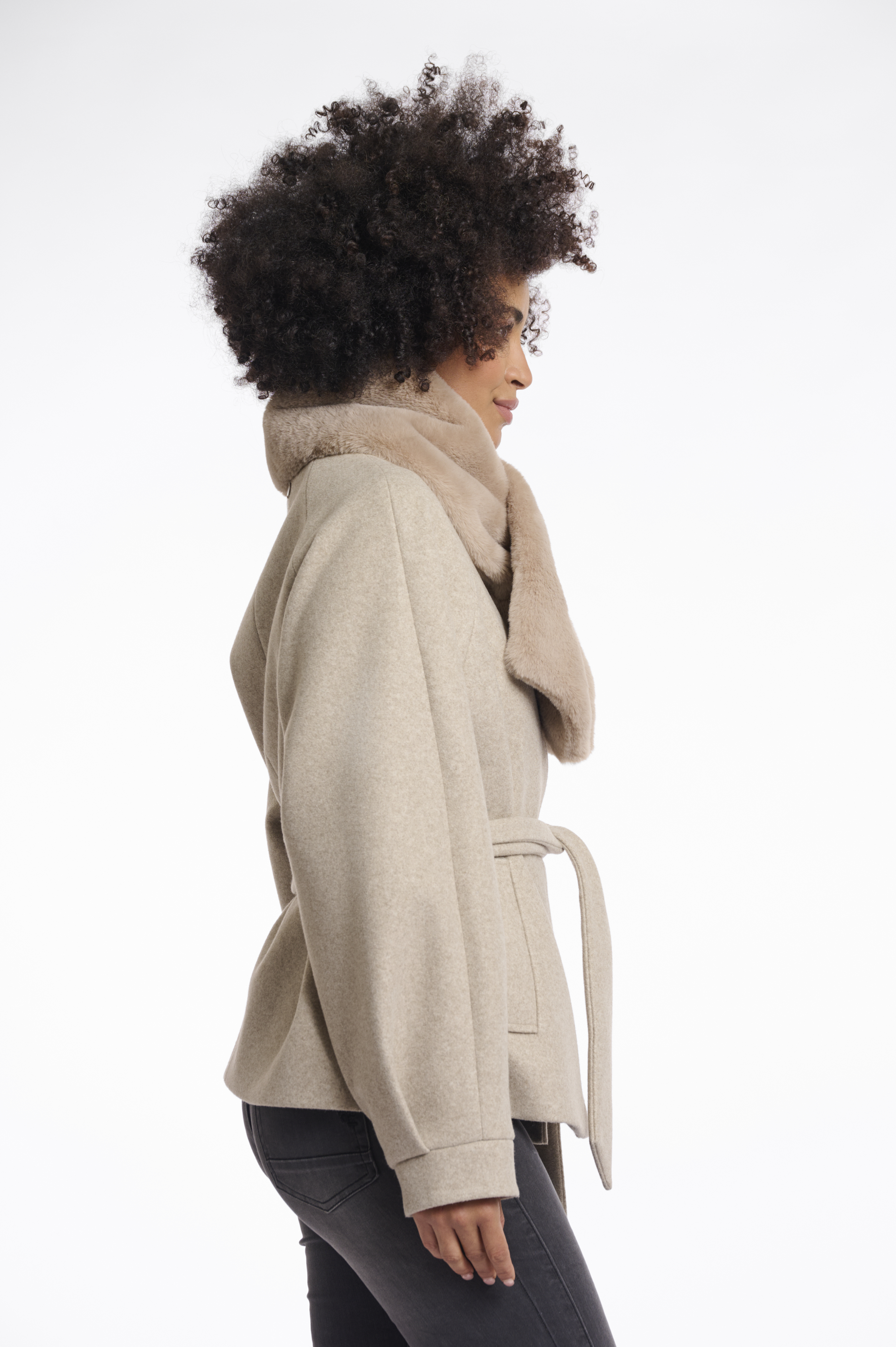Rino & Pelle - Stip Faux Fur Scarf - Oat