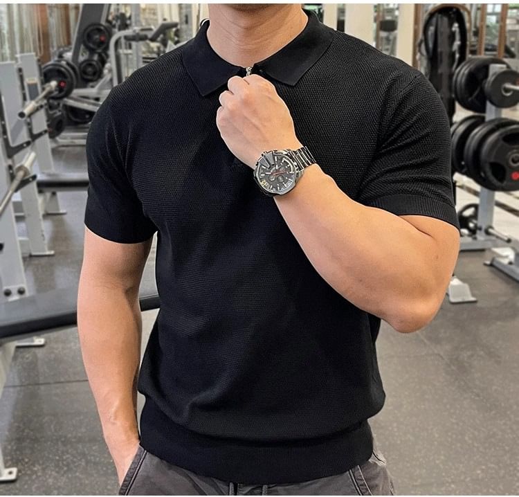 GRAYCIOUS - Poloshirt met korte mouwen en halve rits