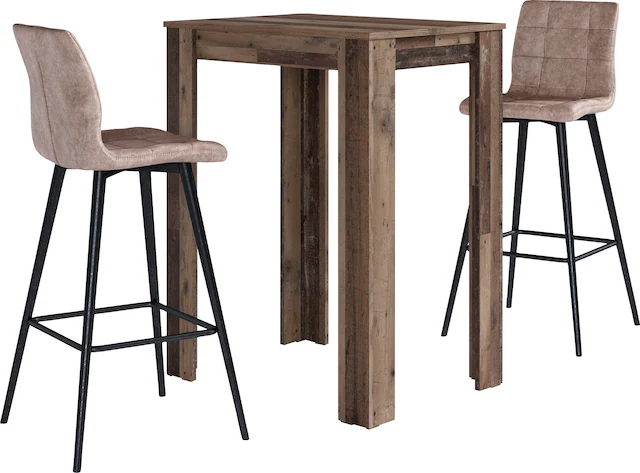byLIVING Bargruppe »Essgruppe Nele, Stühle Simone« Set, Tisch mit Barhockern, 3 Stk. tlg. Barhocker, Bartisch