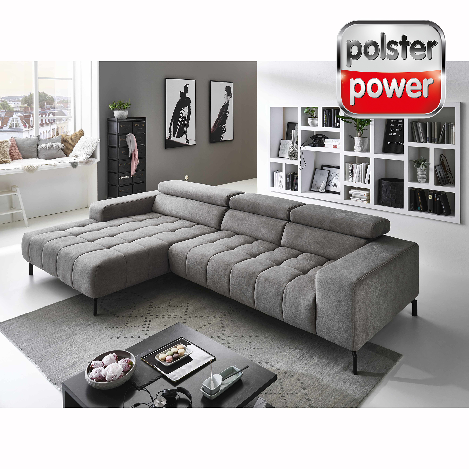 polsterpower Ecksofa - granit - Basismodell - Canape links