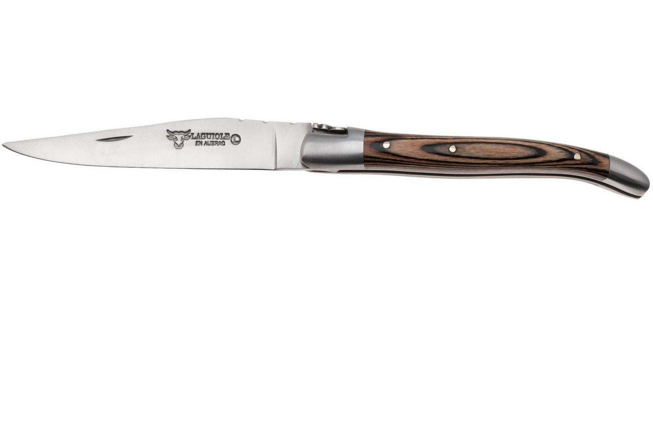 Laguiole en Aubrac Brown Pakkawood, Matt Bolsters, zakmes, 10 cm