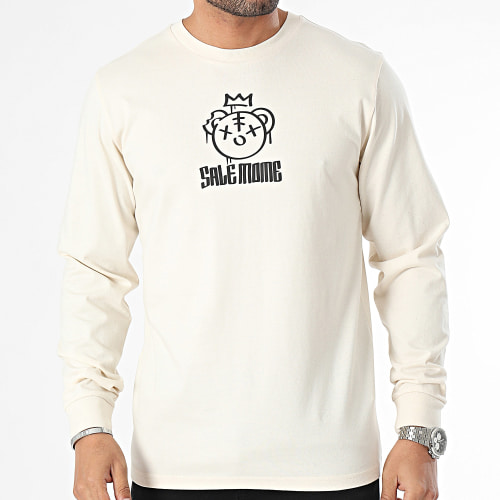 Tee Shirt Manches Longues Nounours King Beige Noir