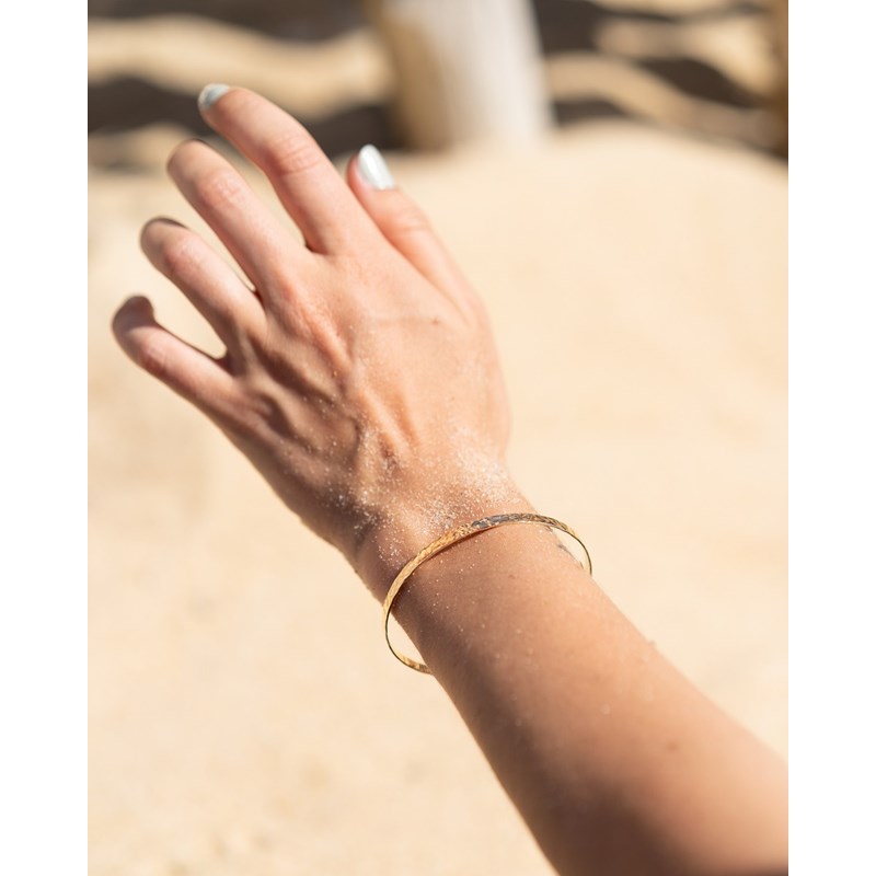 Jonc Bracelet Fin Plaqué Or Mode Tendance Martelé