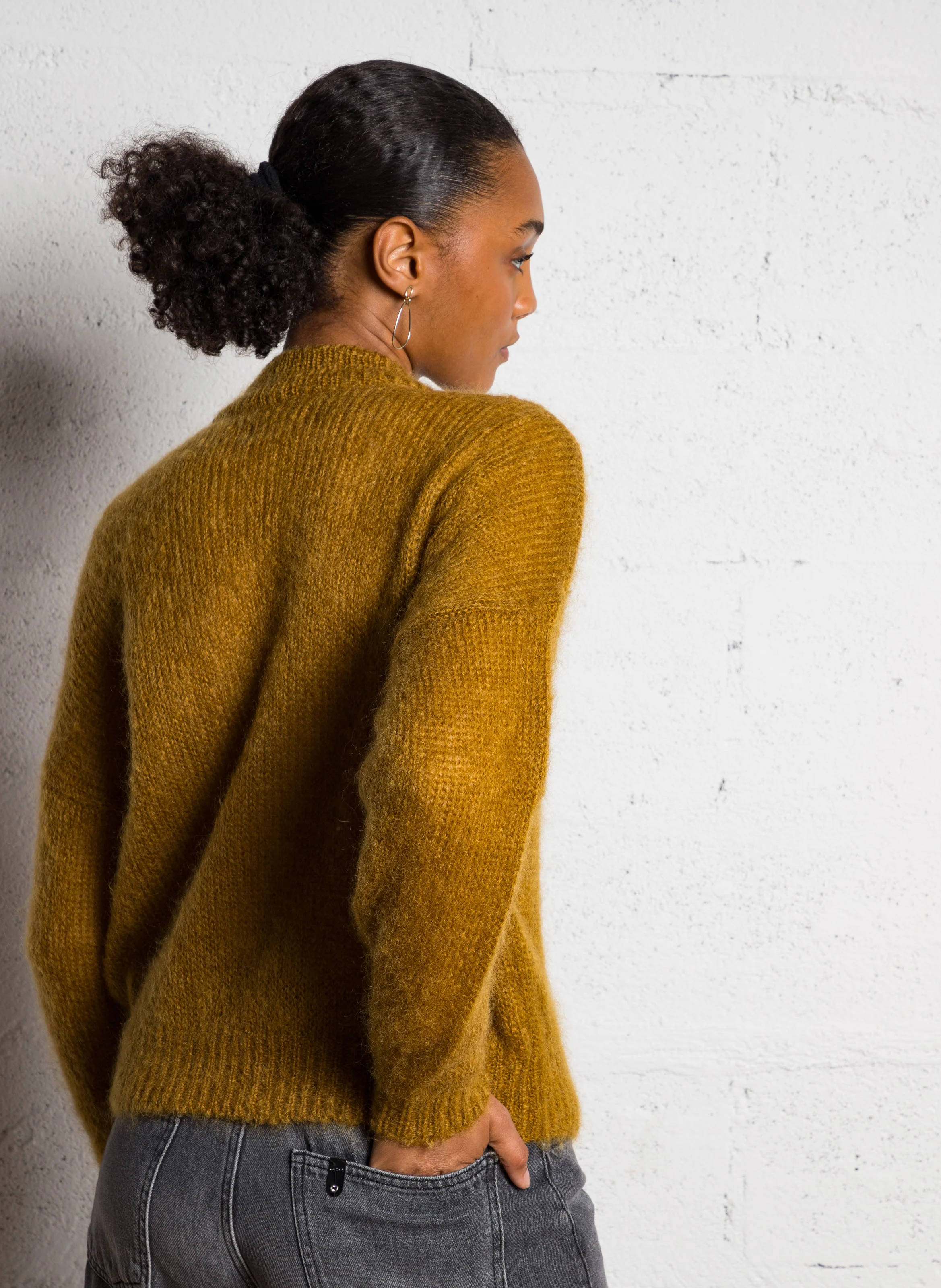 CHIDONIE - Gilet col rond en laine mélangée | Orange