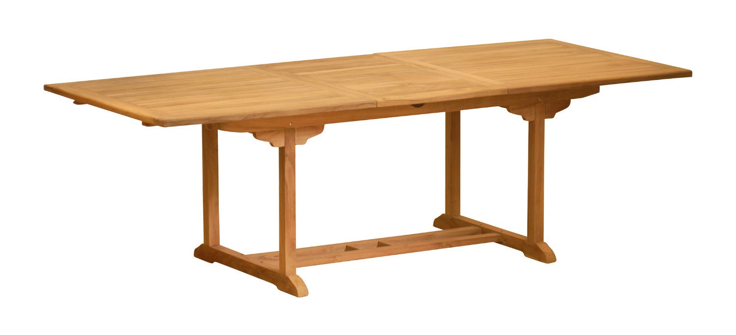 Uitschuifbare teakhouten tuintafel, massief hout, 160 x 100 cm, premium weerbestendig