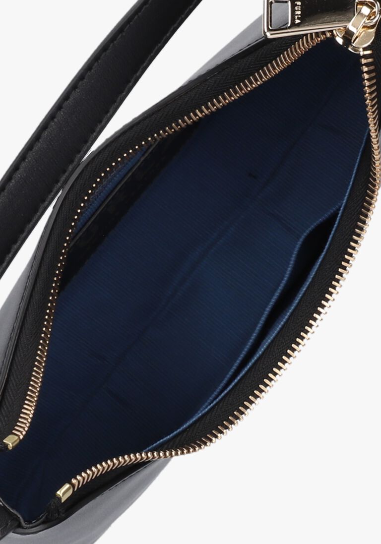 zwarte furla schoudertas diamante mini shoulder bag