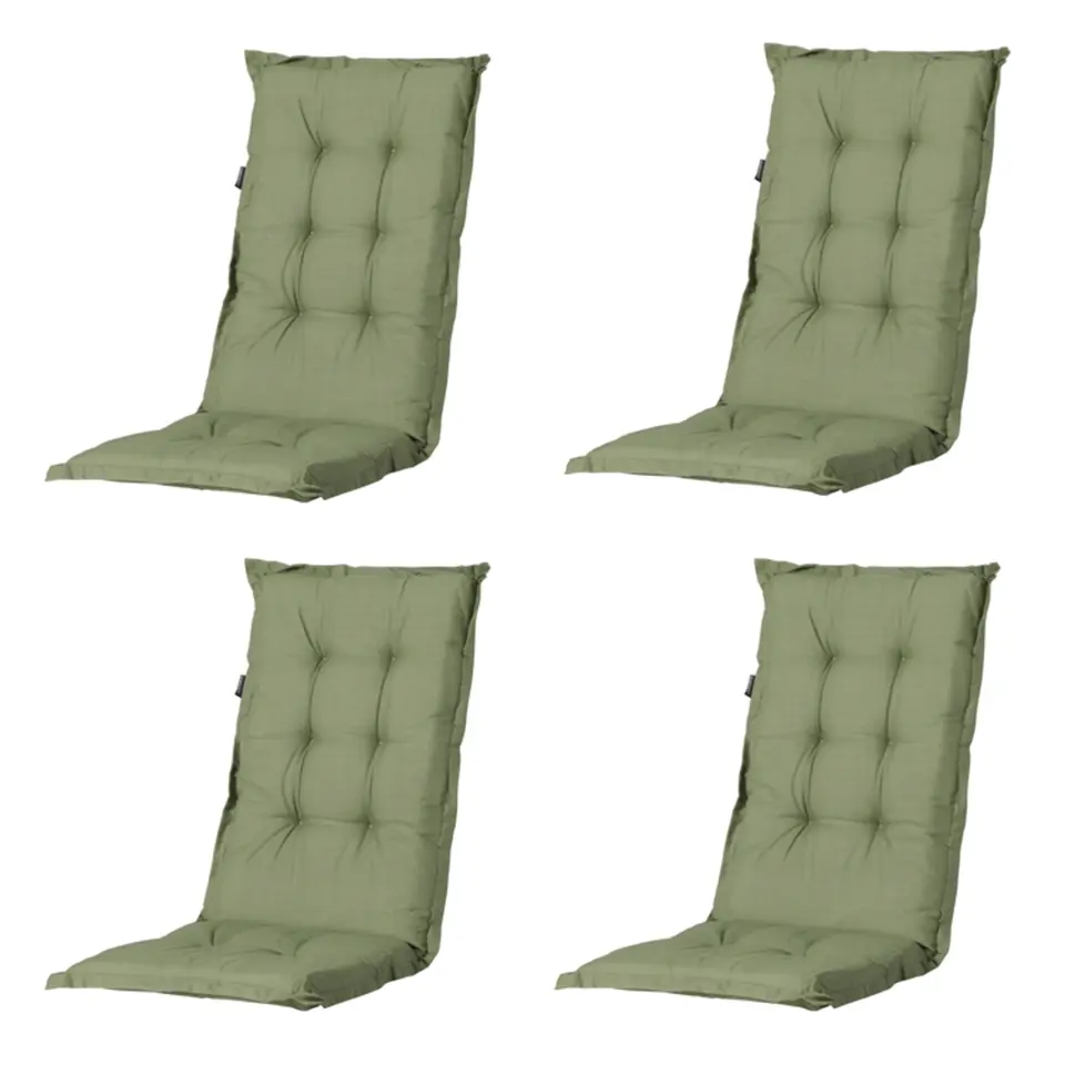 Madison - Tuinstoelkussen Hoge Rug Basic green - Ca. 123x50 cm - Set van 4