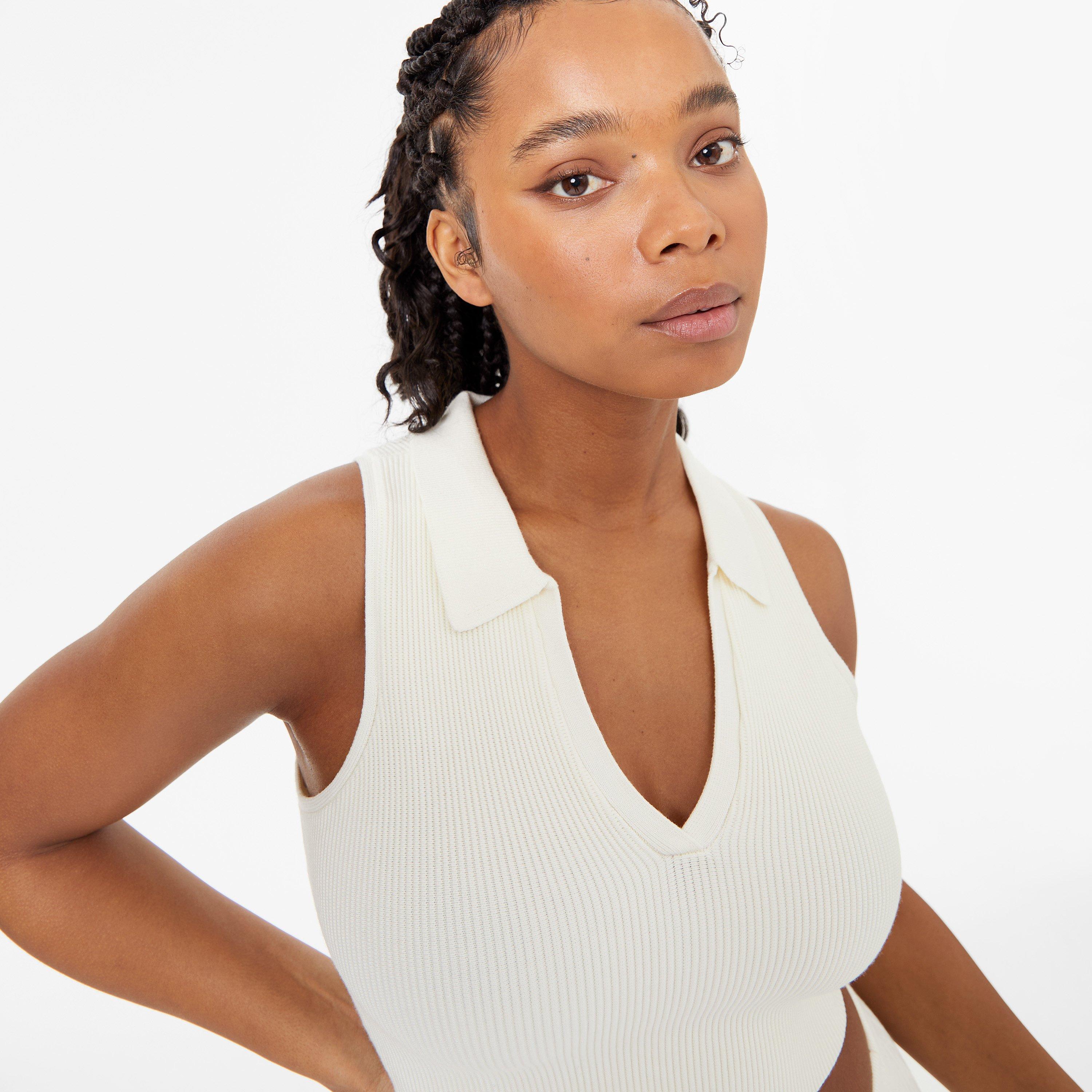 Jack Wills JW Knitted Polo Crop Top