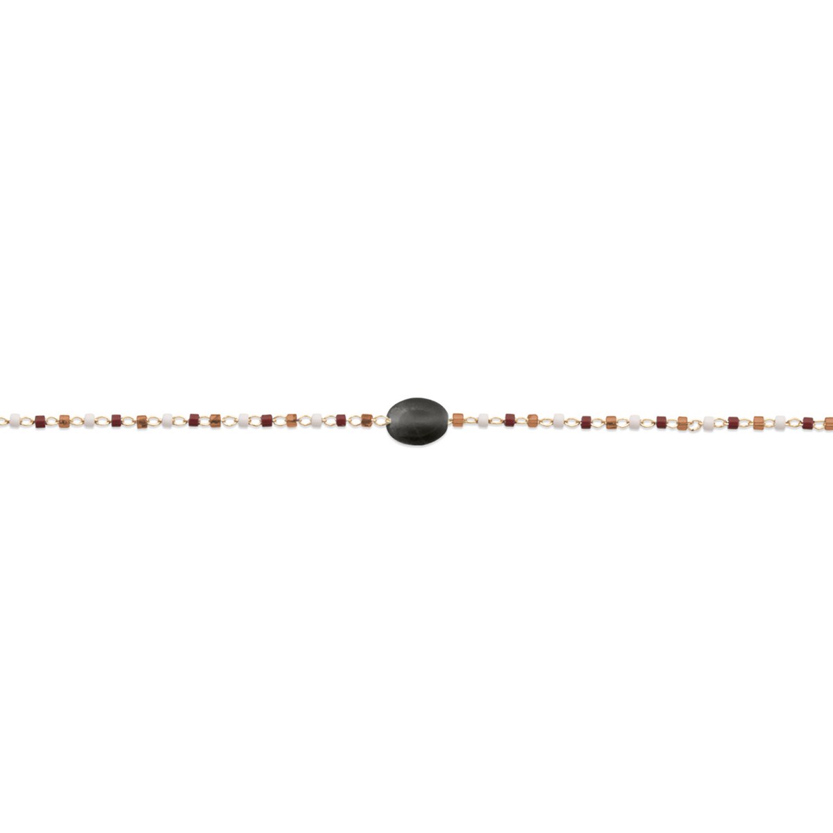 Bracelet Brillaxis plaqué or obsidienne noire