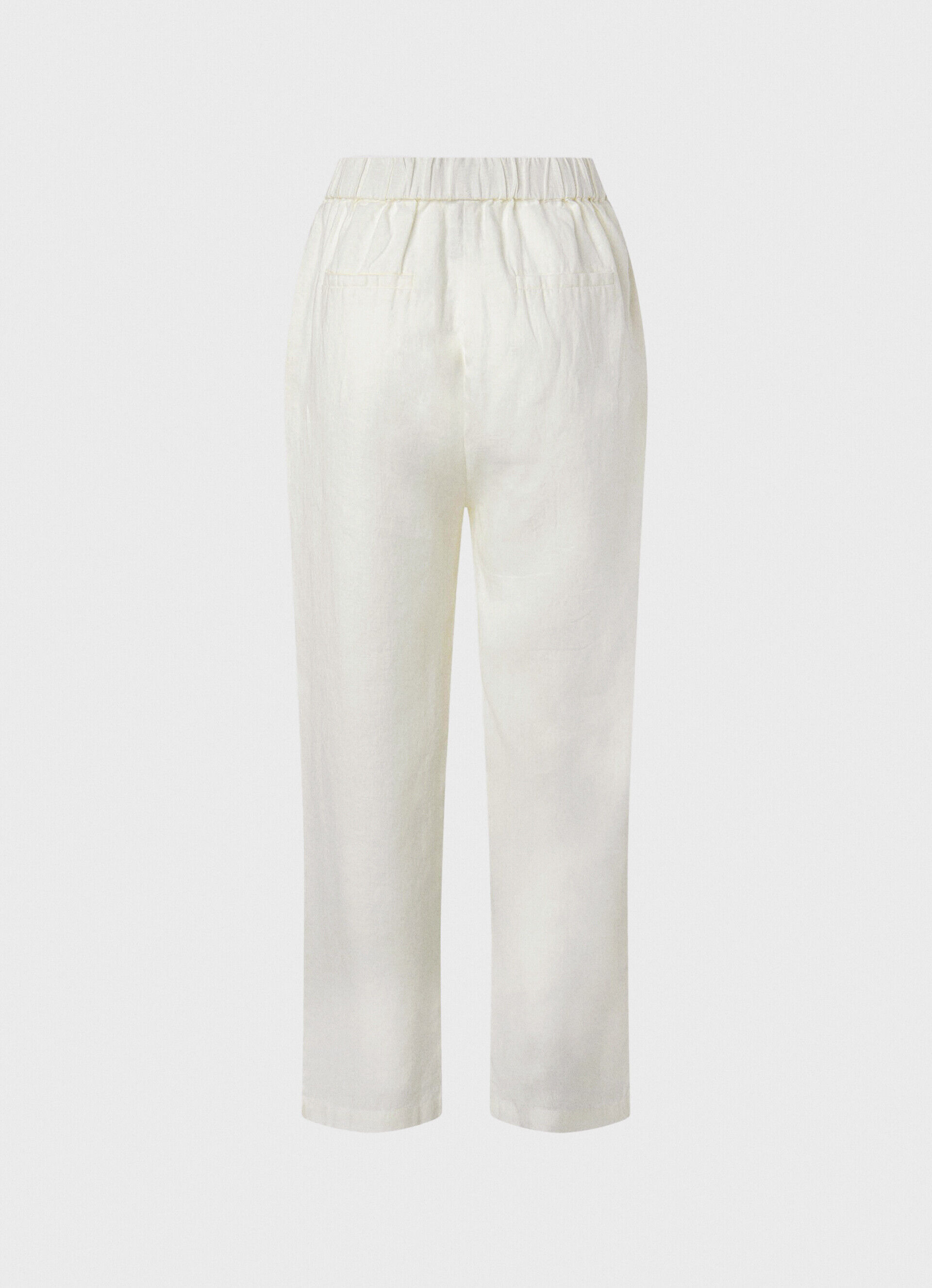 Calça reta em tecido fluido - branco mousse