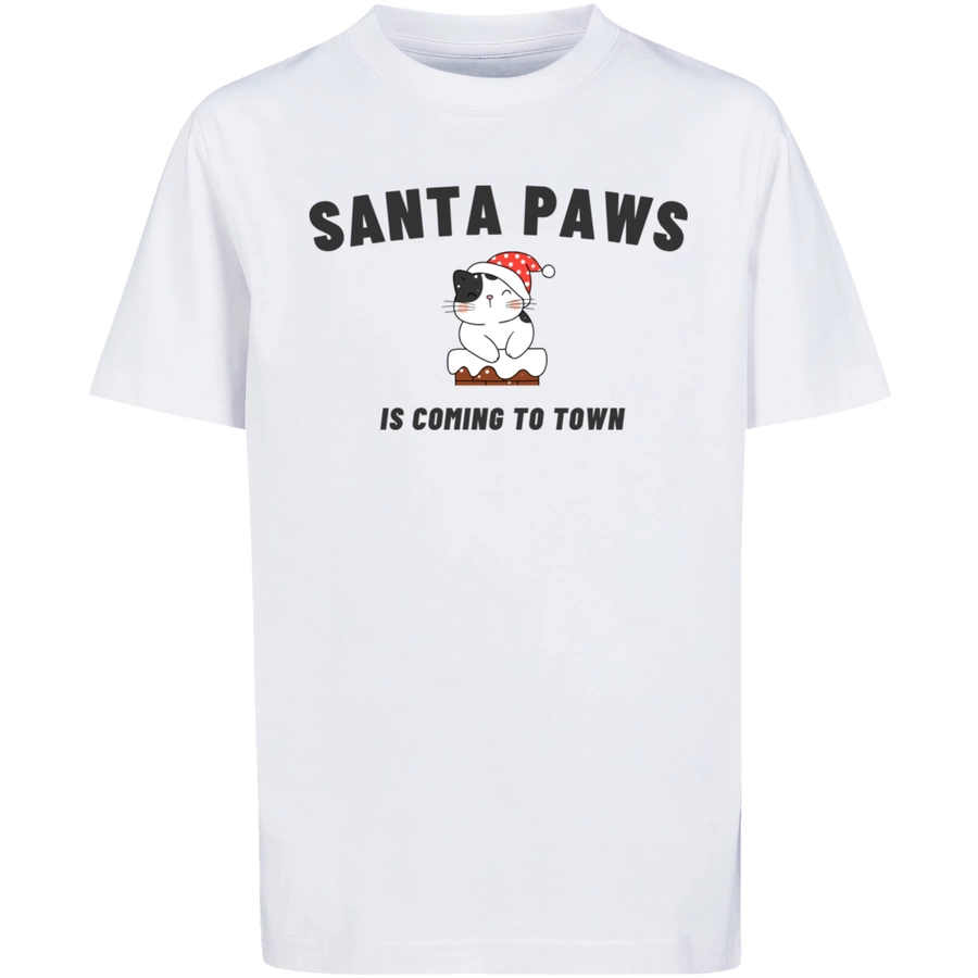 F4NT4STIC T-Shirt Santa Paws Christmas Cat weiß