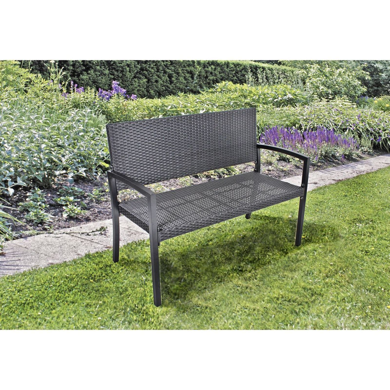 Gartenbank SANREMO - schwarz - 116 cm