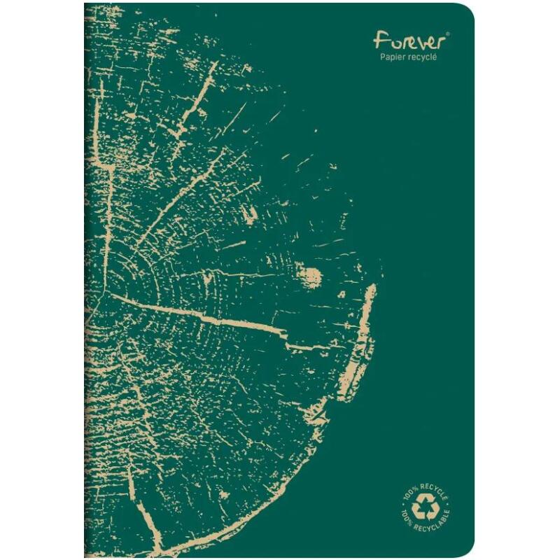 Cahier piqué FOREVER PREMIUM 100% recyclé A4 96 pages ligné papier recyclé blanc 90 g - Assortis