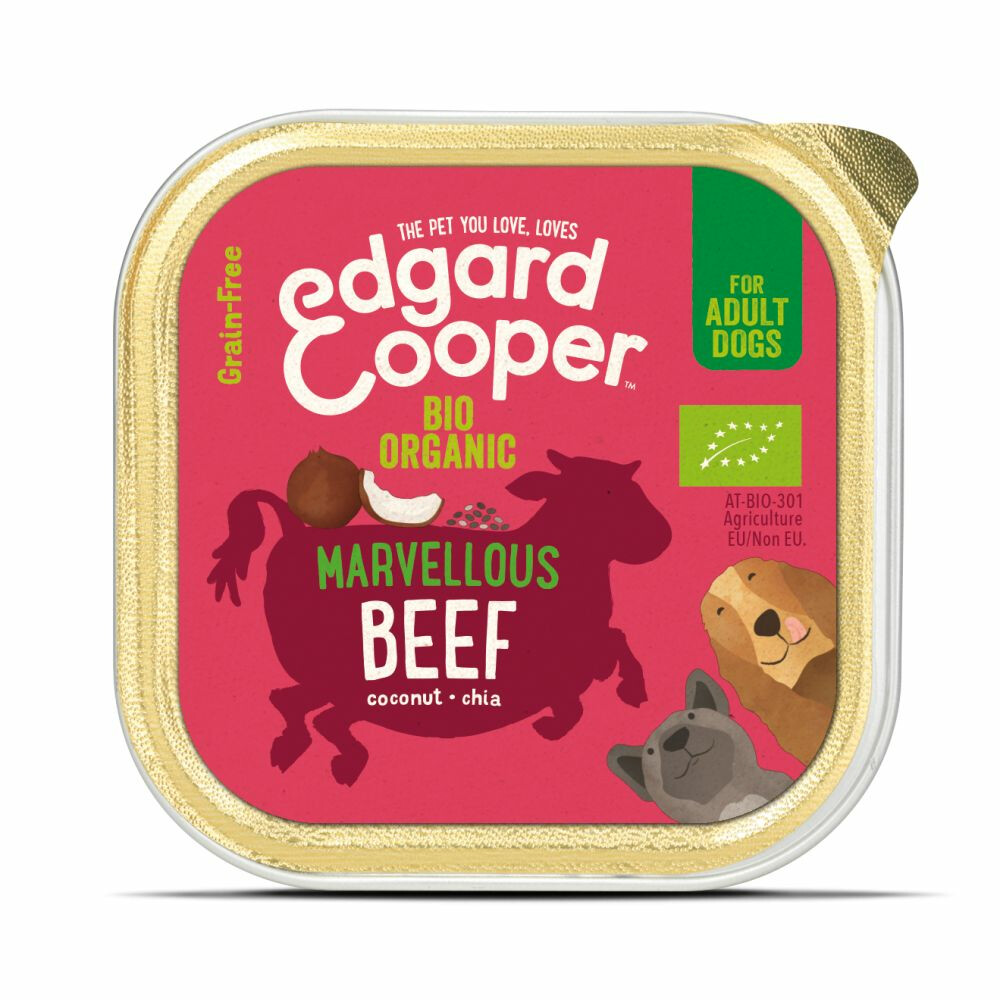 17x Edgard & Cooper Kuipje Vers Vlees Hondenvoer Bio Rund100 gr