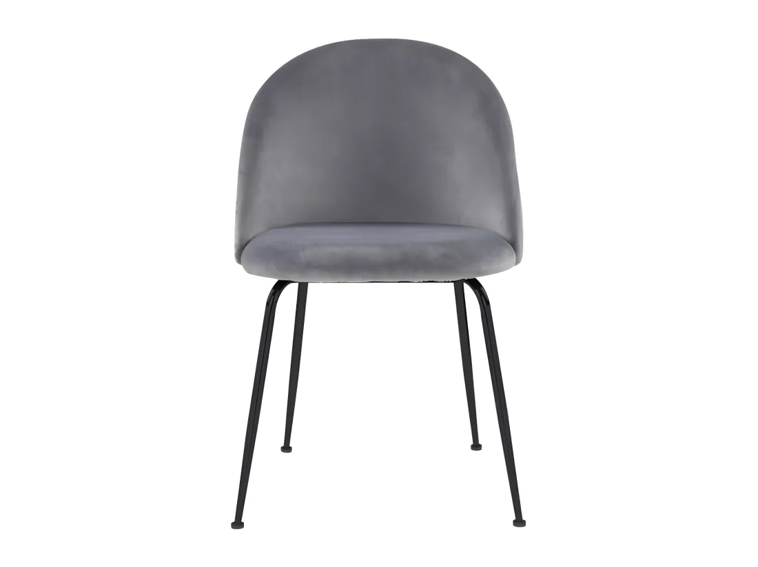 Lot de 6 chaises en velours et acier inoxydable noir - Gris - MELBOURNE