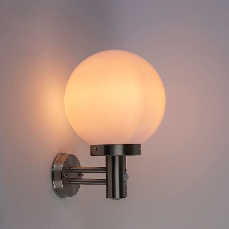 Buitenwandlamp staal RVS IP44 met bewegingsmelder - Sfera