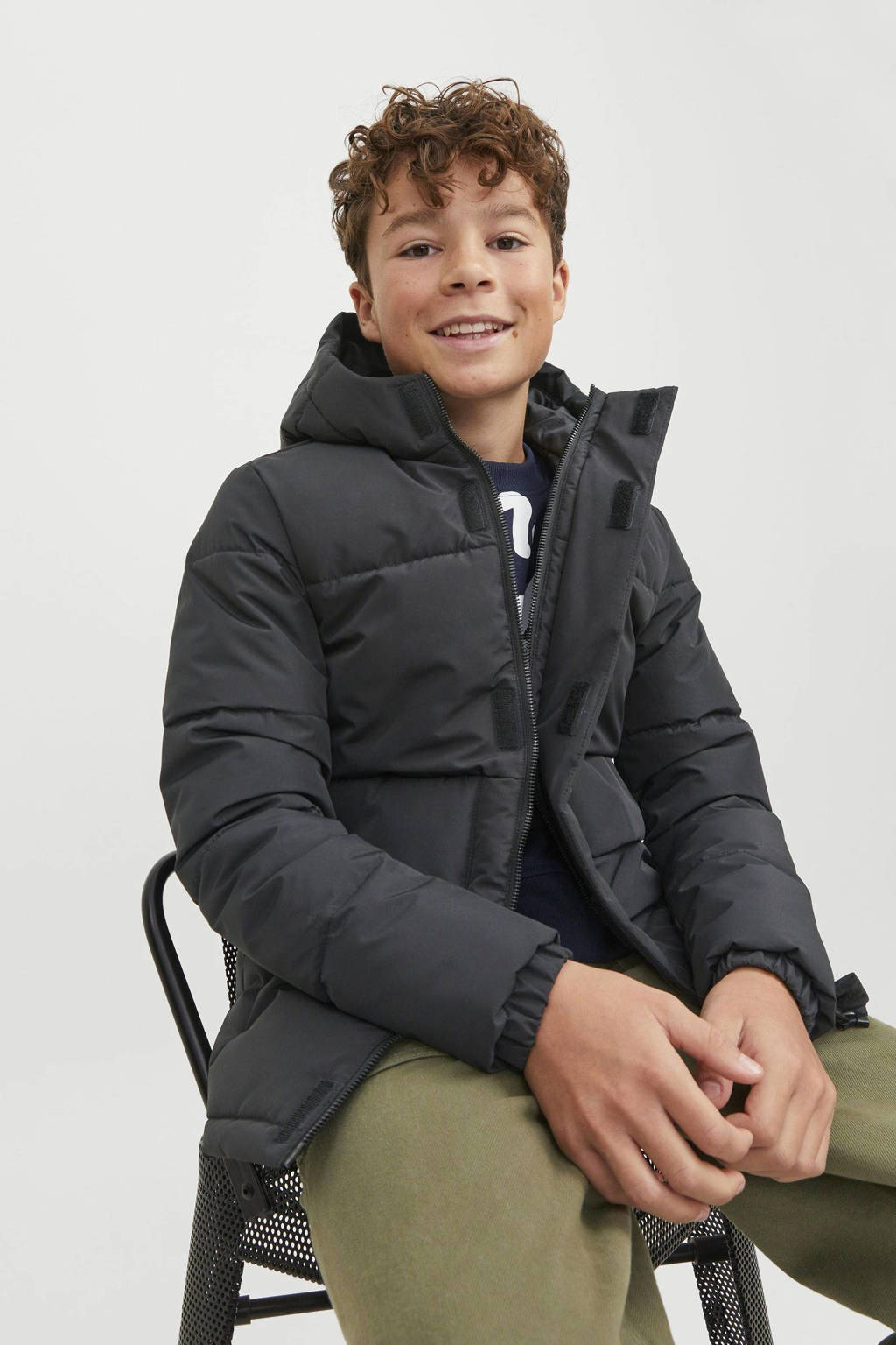 JACK & JONES gewatteerde winterjas JCOSPEED zwart