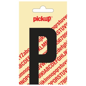 Pickup plakletter P zwart mat 90 mm