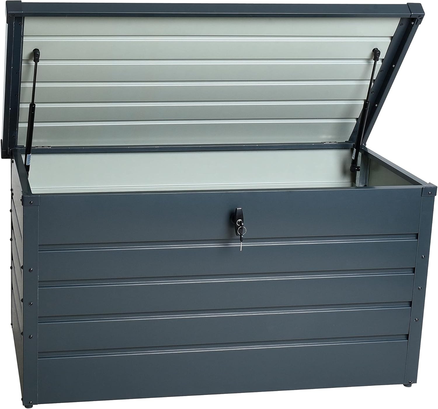 ESTEXO Metall Auflagenbox Kissenbox Gartentruhe 350 l Gartenbox Aufbewahrungsbox Box Anthrazit inkl. 2 Schlüssel